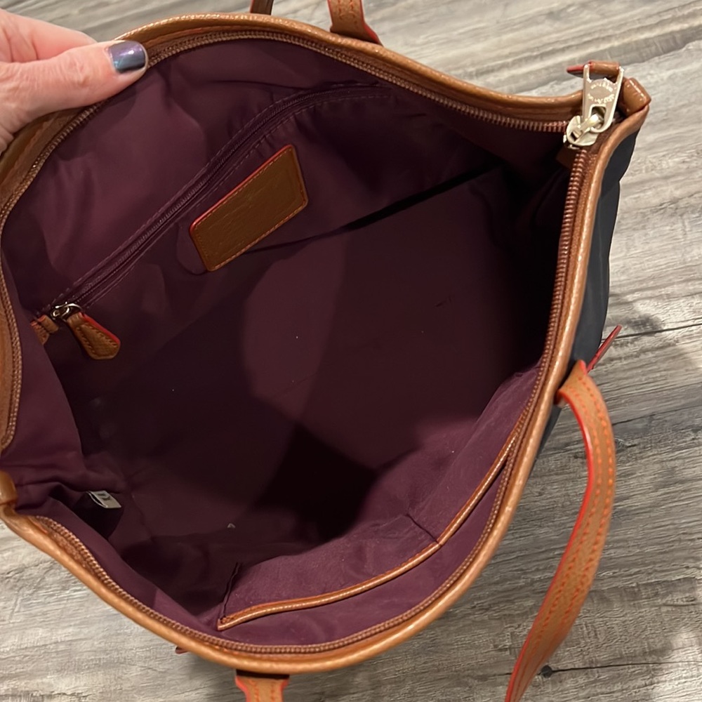 Coach Navy and Brown Tote Bag - Classic Leather-Trim Shoulder Tote - Picture 11 of 15